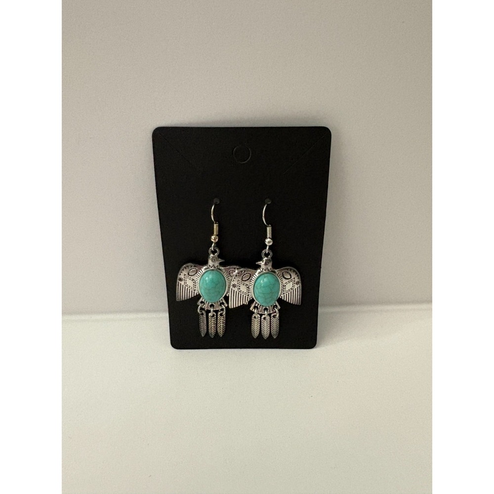 Thundrebird Native American Style Pierced Earrigs with Turquoise - NEW